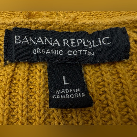 Banana Republic 100% Organic Cotton Slouchy Open Front Cardigan Golden Yellow L - Picture 3 of 13